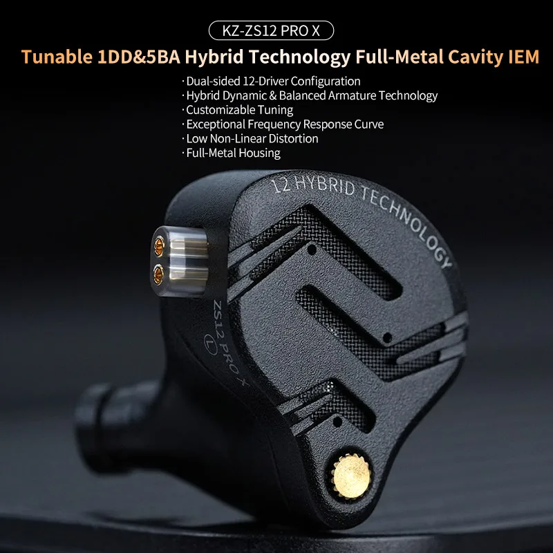 Фото KZ ZS12 PRO X Металлические наушники 1DD + 5BA Гибридные HIFI Басовые наушники-вкладыши Монитор Музыкальная спортивная гарнитура с шумоподавлением Новое поступление №4