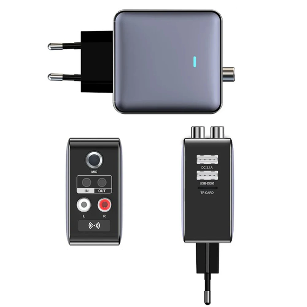 Фото QC 2.0 H6 EU US Plug Daul USB Зарядное устройство 3,5 мм 6,5 мм AUX/RCA/U-Disk/TF/ Микрофон Караоке HIFI Bluetooth 5,3 Аудио передатчик Приемник №5