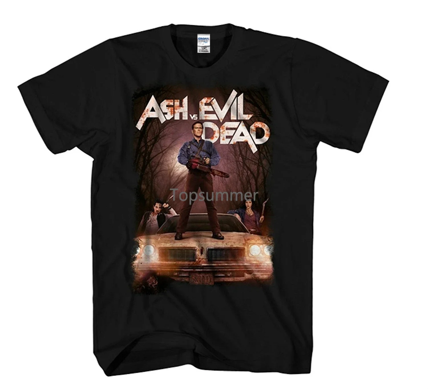 Низкая цена Мужские футболки с круглым вырезом Ash Vs. Мужская футболка с коротким рукавом Evil Dead с плакатом