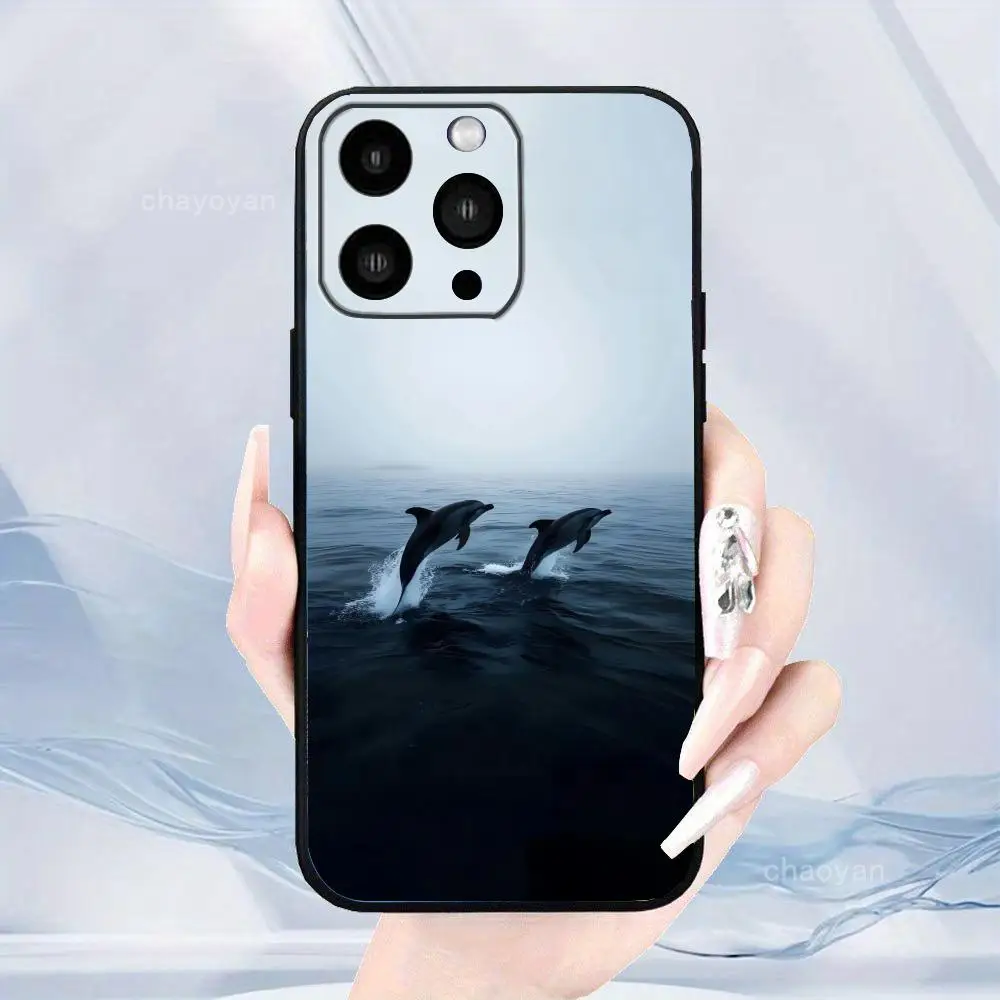 Чехол для телефона с узором «Китовый прыжок» для iPhone 17, 16, 15, 14, 13, 12, 11 Pro/Max/Plus, универсальный матовый мягкий чехол