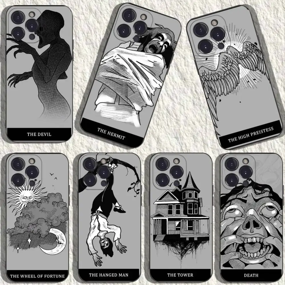 Чехол для телефона Tarot Card Art Phasmophobia для iPhone 16,15,14,13,12,11 Plus, Pro Max, XS, XR, SE, Mini, 8,7, мягкий силиконовый черный чехол