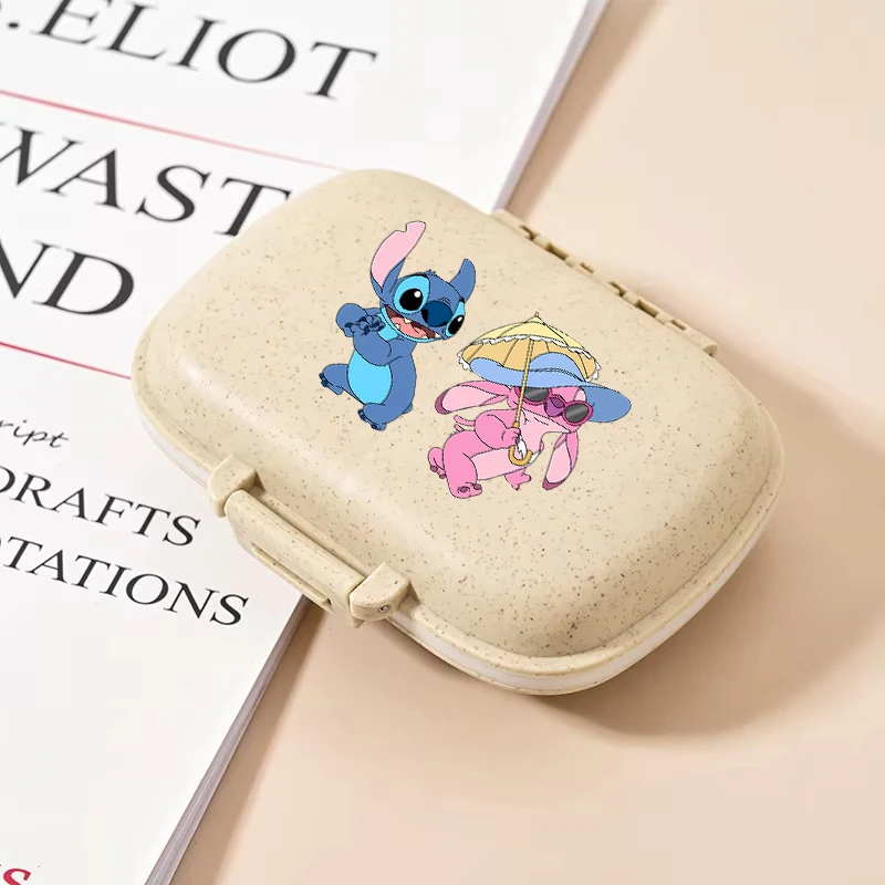 Фото Коробка для хранения таблеток Disney Stitch для мужчин и женщин, аниме, детская милая сумка для конфет, домашние таблетки, влагостойкие упаковочные коробки №5