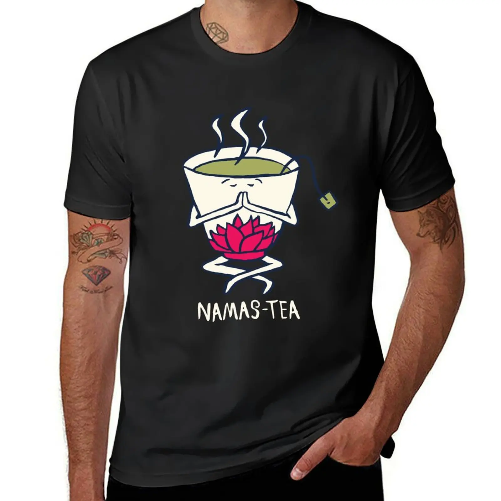 Мужская футболка Namas-tea в Корейском стиле, черного цвета, большие размеры