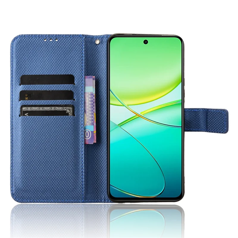 Фото Роскошный кожаный кошелек с бриллиантовым рисунком для Vivo Y58 №2