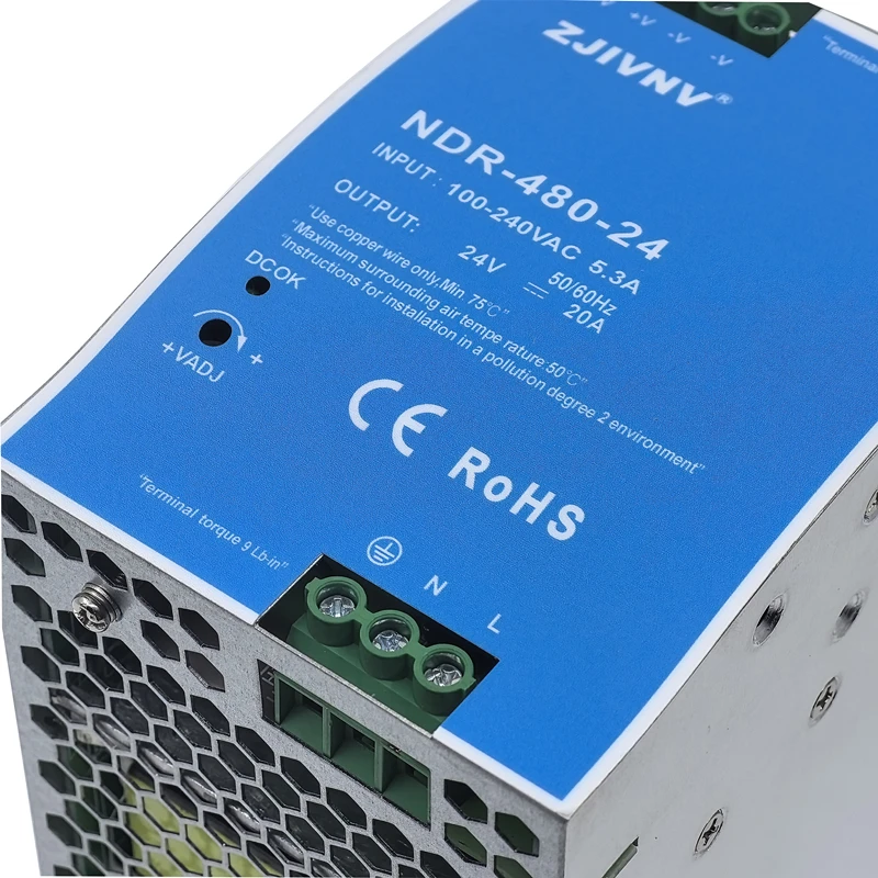 Фото NDR-480 24V 36V 48V DIN rail импульсный источник питания с PFC легко установить и легко управлять, занимает небольшое пространство №4