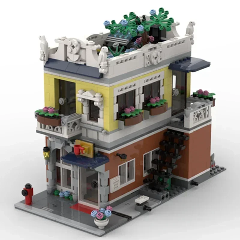 Фото Строительные блоки Moc, модель с видом на улицу, зоомагазин и кафе, технические кирпичи, сделай сам, сборка, строительные игрушки для детей, праздничные подарки №4