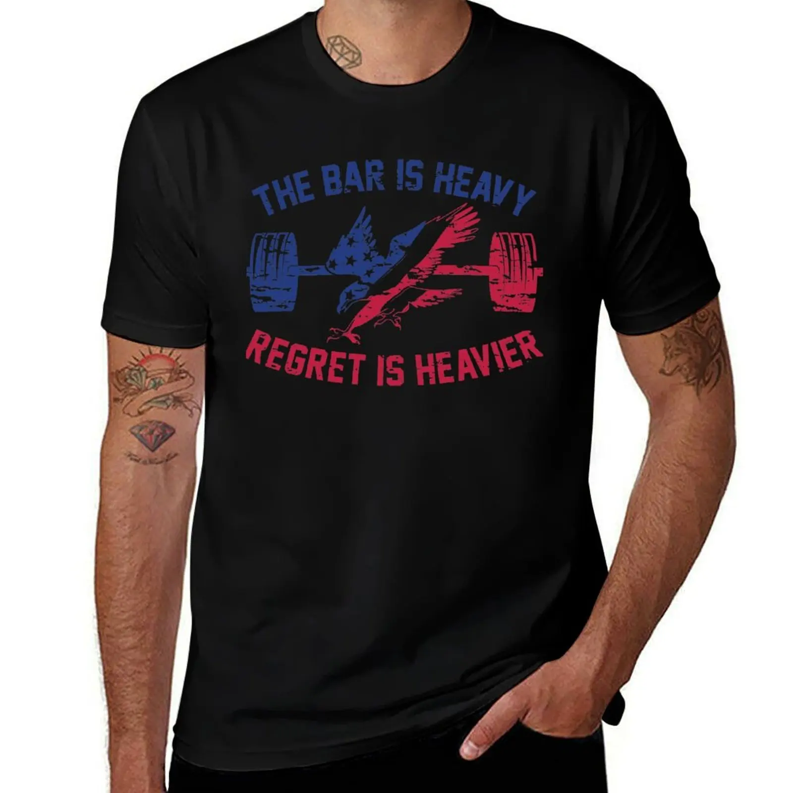 The Bar Is Heavy Regret Is Heavier - футболка RWB, мужские футболки для мужчин, повседневная футболка, мужская повседневная футболка