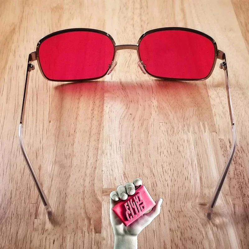 Фото Солнцезащитные очки Project Mayhem Fight Club Tyler Durden Oliver Peoples 533, мужские солнцезащитные очки с красными линзами: с коробкой №3