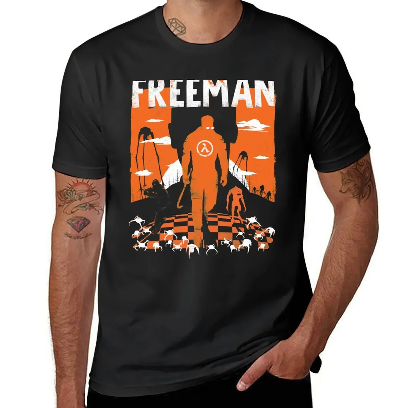 Новая модная Тяжелая винтажная рубашка The Freeman, футболка Half life, спортивные топы для фанатов для мальчиков, Мужская хлопковая футболка