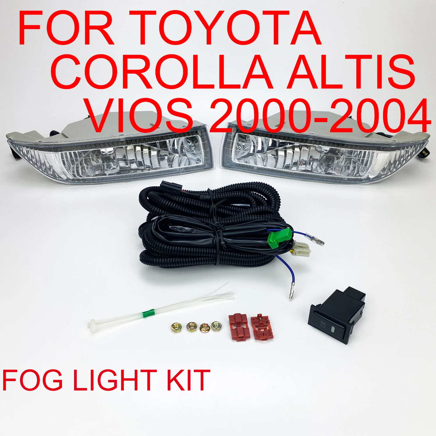 Комплект противотуманных фар на передний бампер для Toyota Corolla Altis / Vios 2000 2001 2002 2003 2004, правая и левая стороны с проводом переключателя лампы