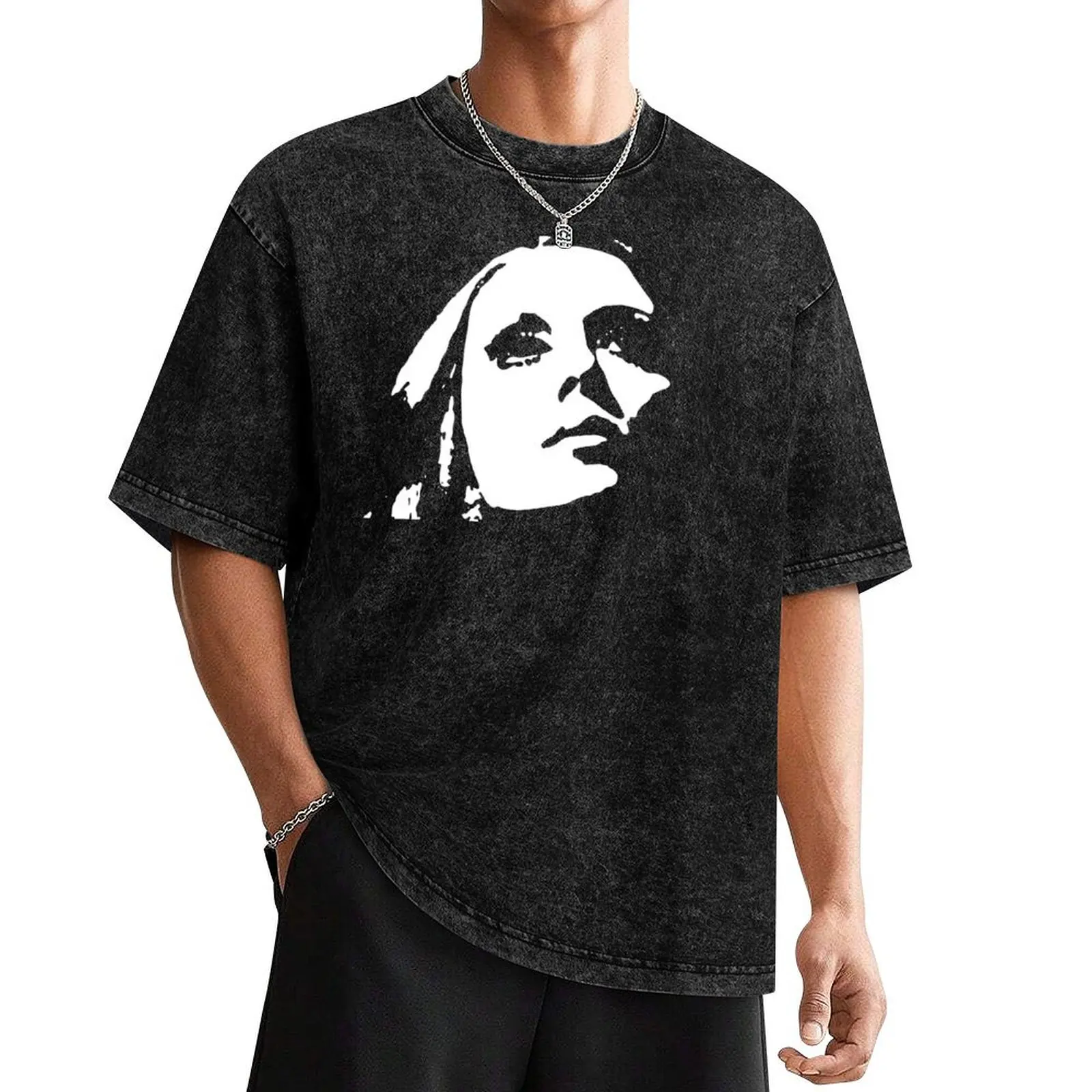 Черно-белая карикатура Fairuz - ? ???? Футболка, милая одежда, кавайная одежда, забавные подарки, большие футболки для мужчин