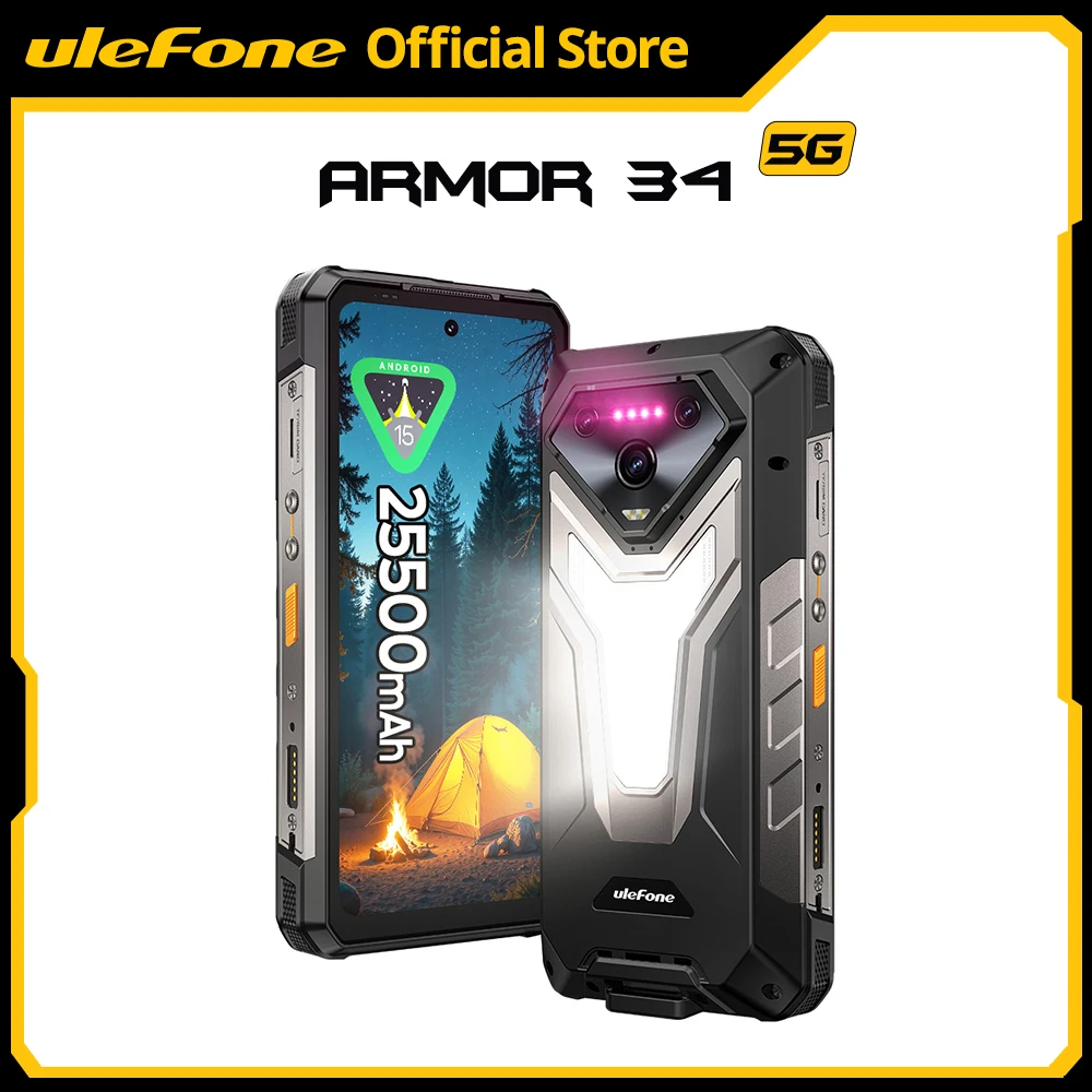 【Мировая премьера】Ulefone Armor 34 5G AI Защищенный телефон 25500 мАч до 32 ГБ + 512 ГБ 120 Гц 6,95