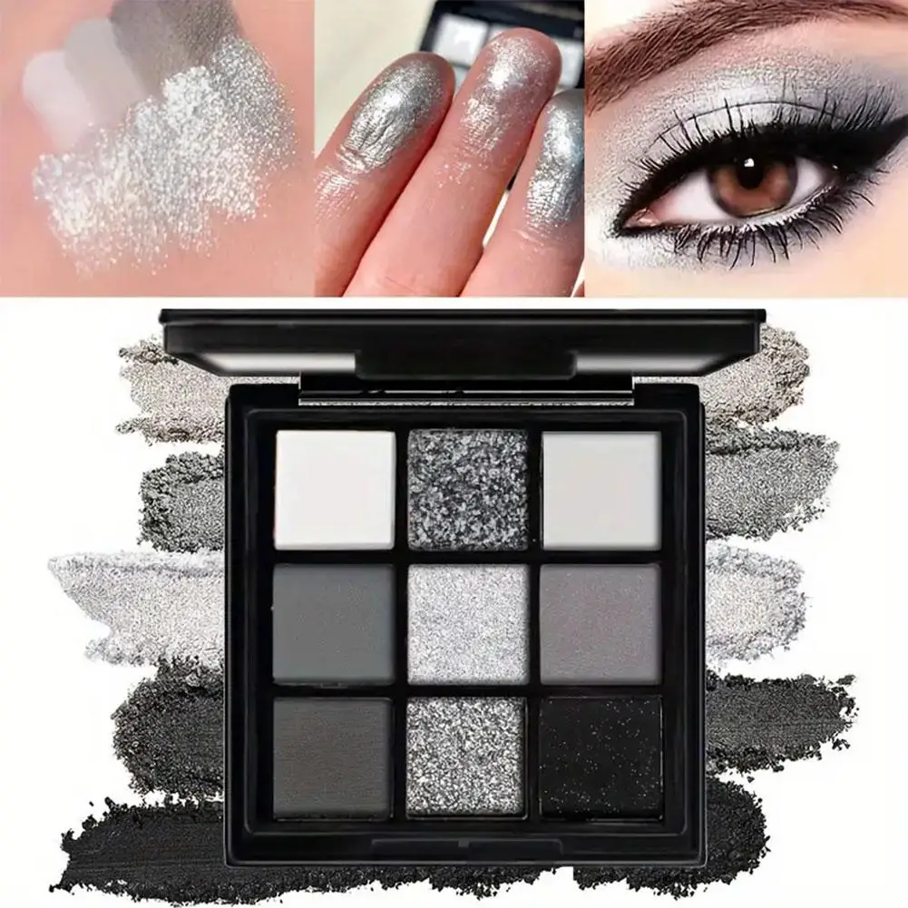 Фото 9-цветная пластина для теней для век Obsidian Star Smoky Makeup Eye Fashion Блестящая косметика для макияжа глаз для девочек Ascetic Dark Black S J0V3 №2