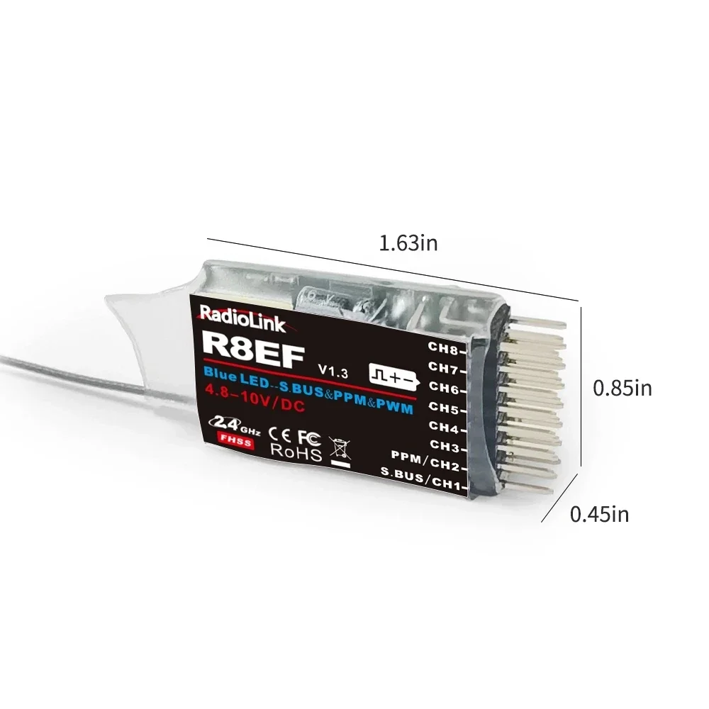 Radiolink R8EF 2,4 ГГц 8-канальный радиоуправляемый приемник с поддержкой сигнала S-Bus/PPM/PWM для 8-канального T8FB T8S RC передатчик RC автомобиль лодка самолет