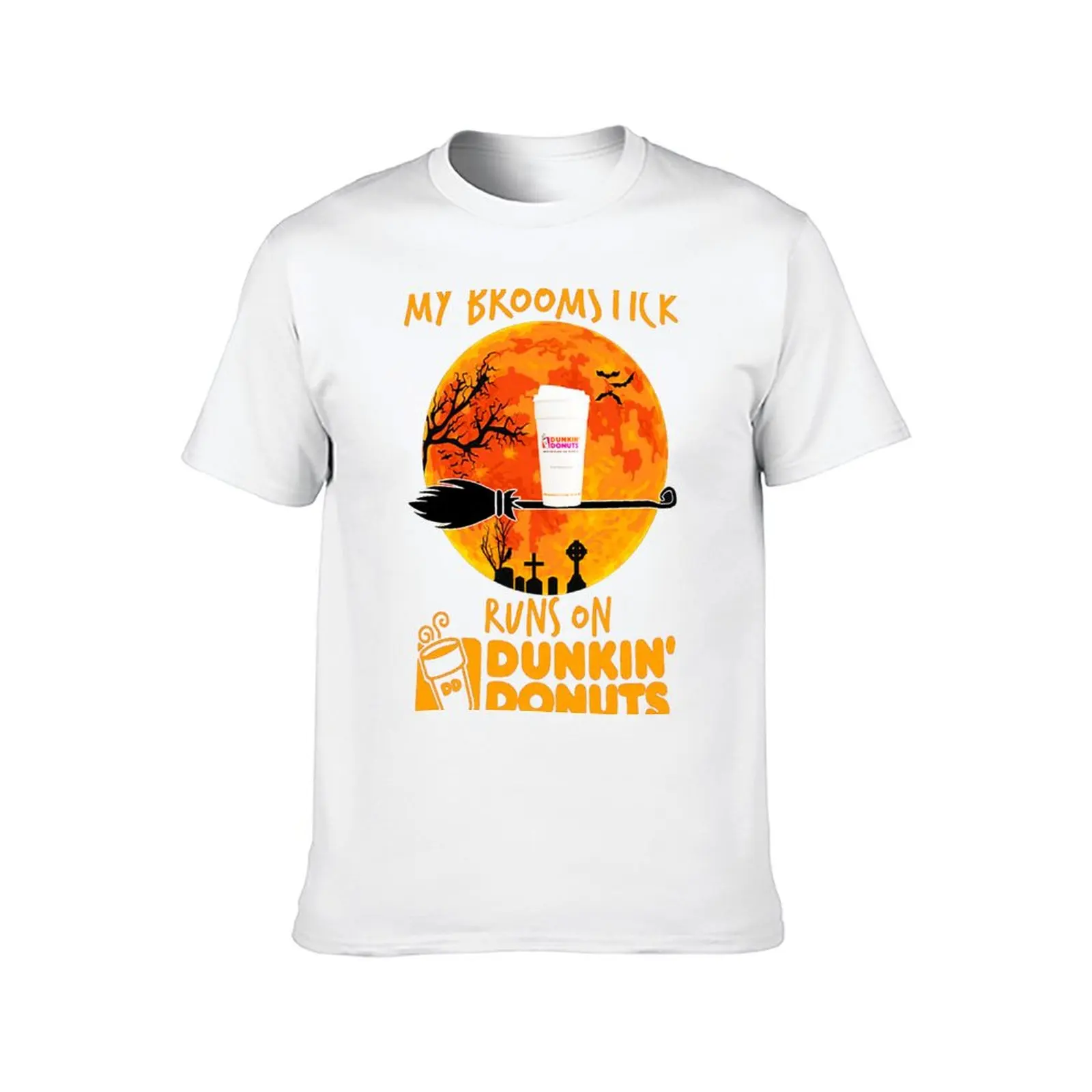 Фото My Broomstick Runs On Dunkin amp rsquo Donuts Подарок для мужчин и женщин, Подарок на Хэллоуин, День Благодарения, Рождество Футболка №2