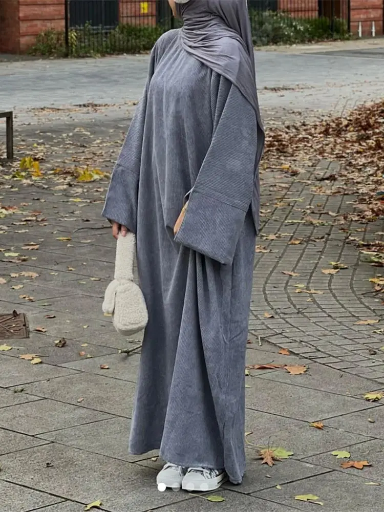 Рамадан зимняя Niqab Abaya Дубай Арабский турецкий Ислам Мусульманское длинное платье молитвенная одежда женский кафтан Djellaba женское платье