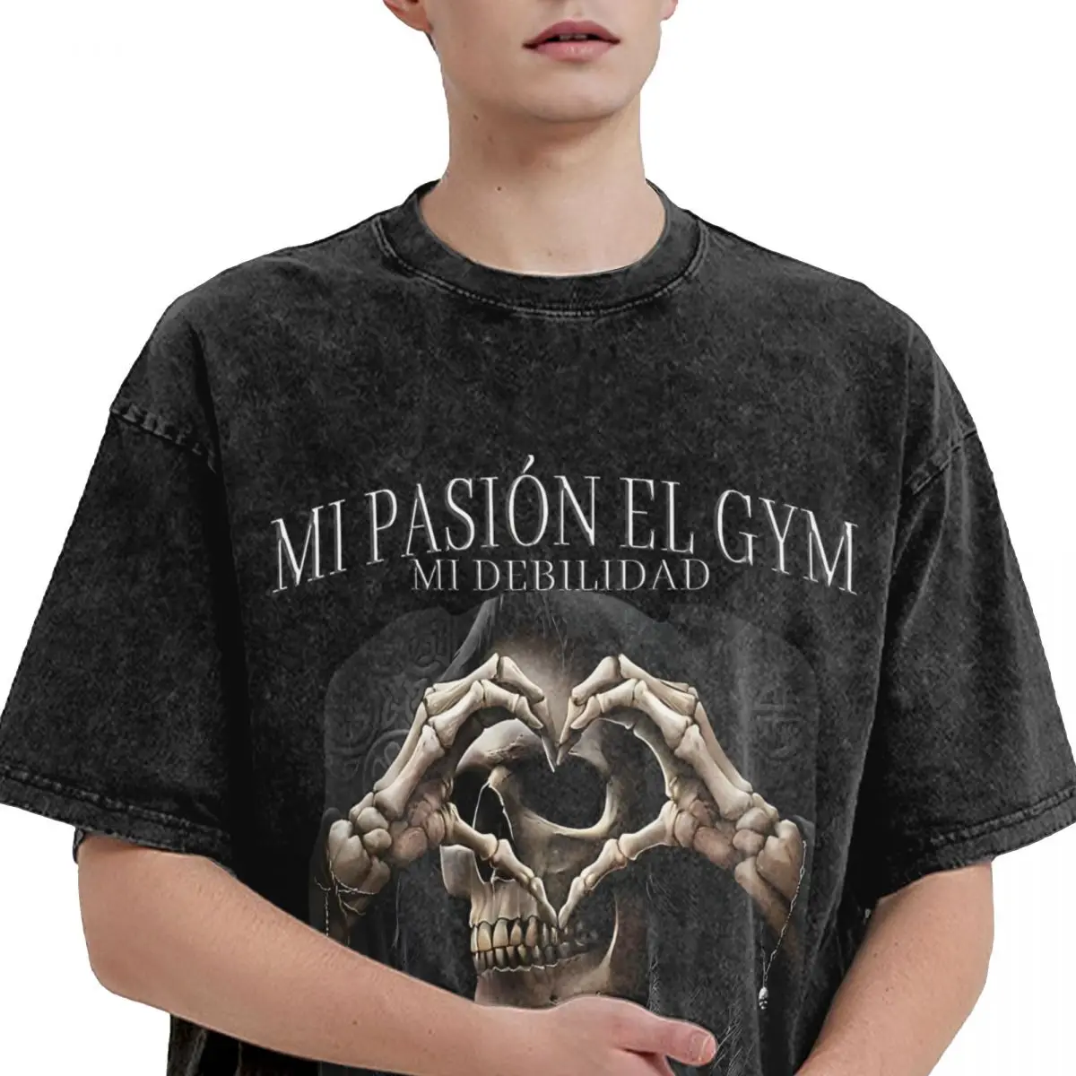 Фото Винтажные повседневные футболки Calacas chides, футболки MI PASION EL Gym, футболки с круглым вырезом, Одежда большого размера для лета №4