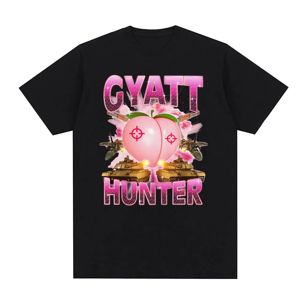 Gyatt Hunter Забавная футболка с мемом для мужчин и женщин, модные винтажные топы, Лидер продаж, мужская футболка с графическим рисунком для пар, хлопковая одежда, классическая футболка