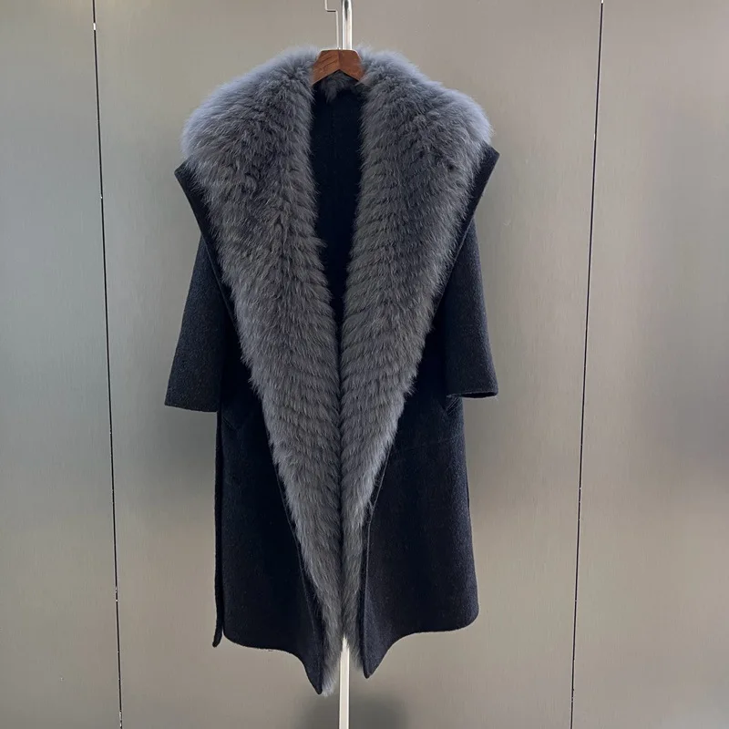 Teellook, 10 шт./пакет, новинка зимы, лисьий мех, передняя планка, двусторонняя шерстяная шуба, женская длинная стильная куртка большого бренда