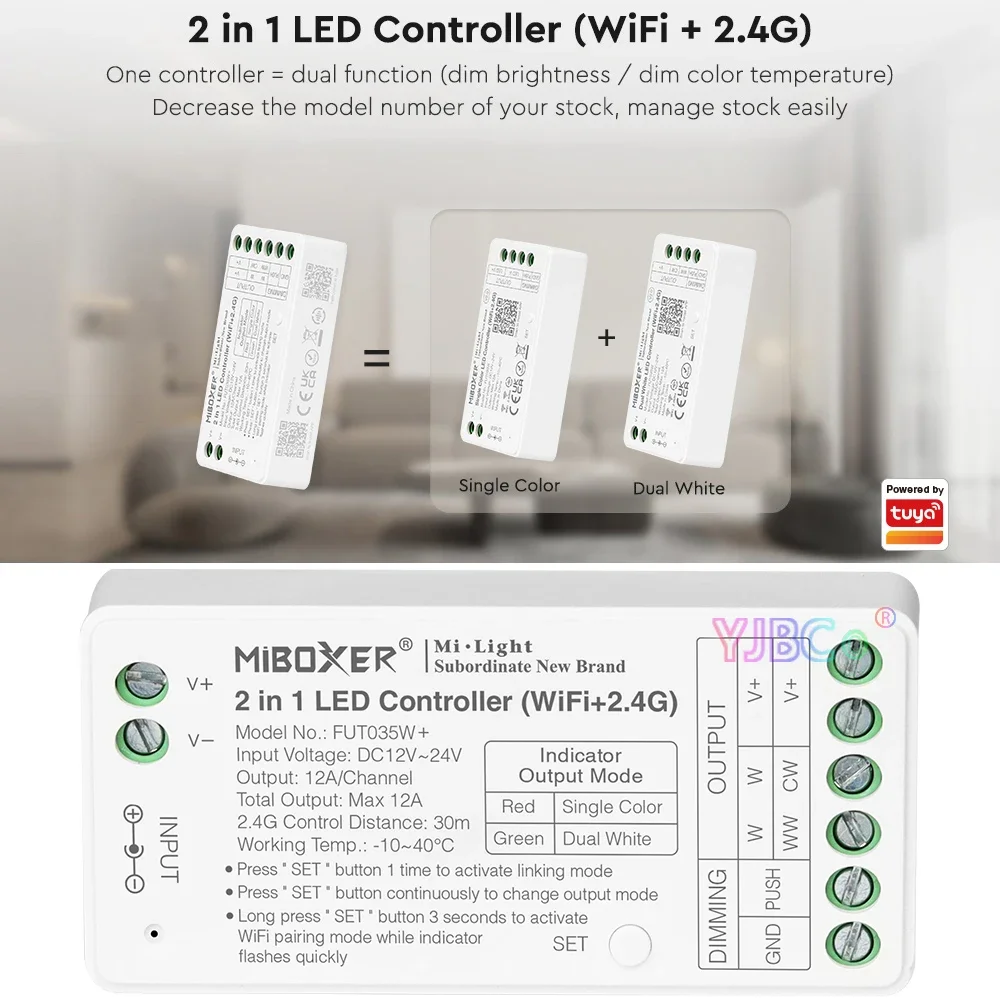 Miboxer Tuya APP Zigbee 2. 0 3,0G WiFi двойная белая одноцветная Светодиодная лента 2 в 1 контроллер затемнение CCT световая лента диммер 12 В 24 В
