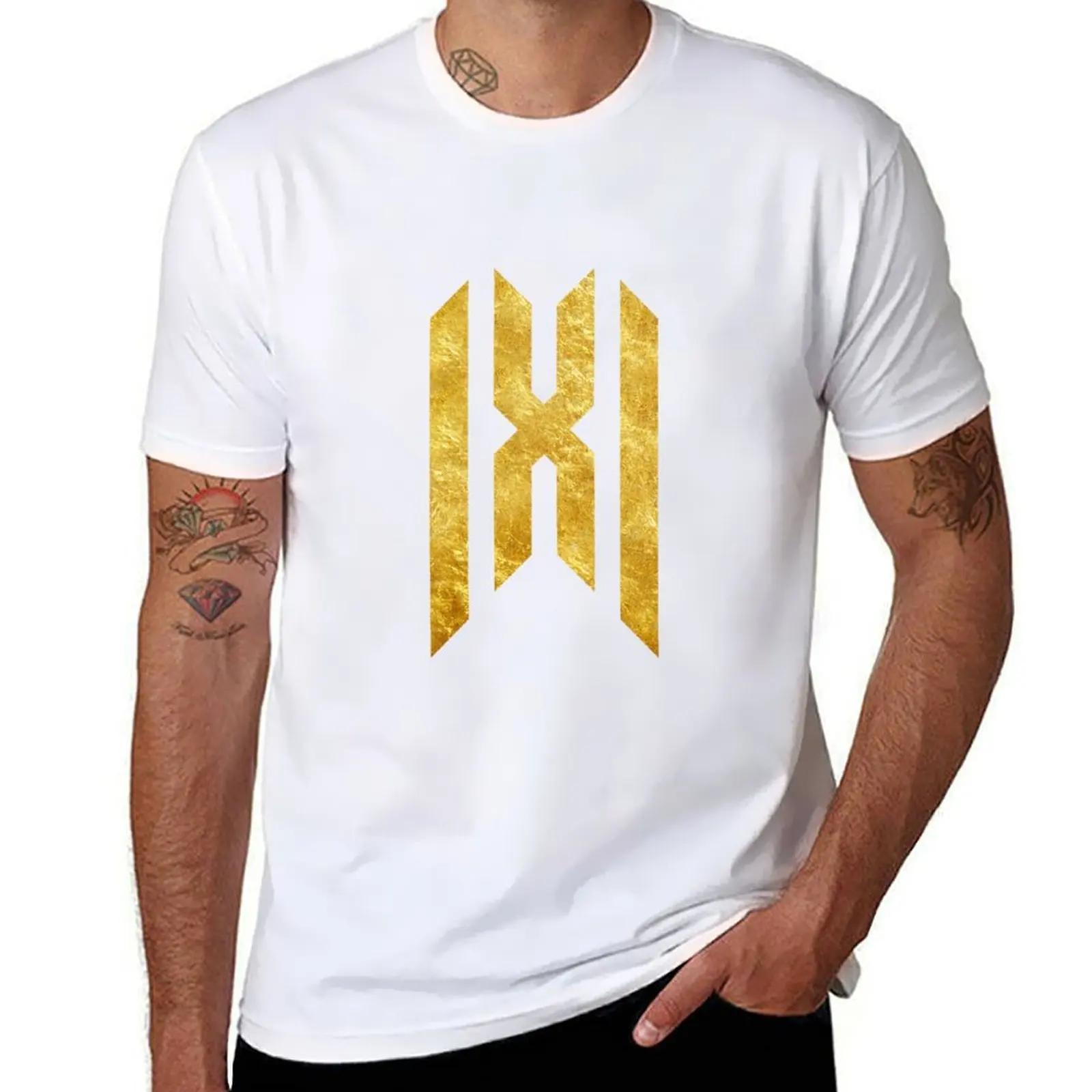 Футболка с принтом monsta x gold logo, дизайнерская мужская футболка, футболка из тяжелого хлопка
