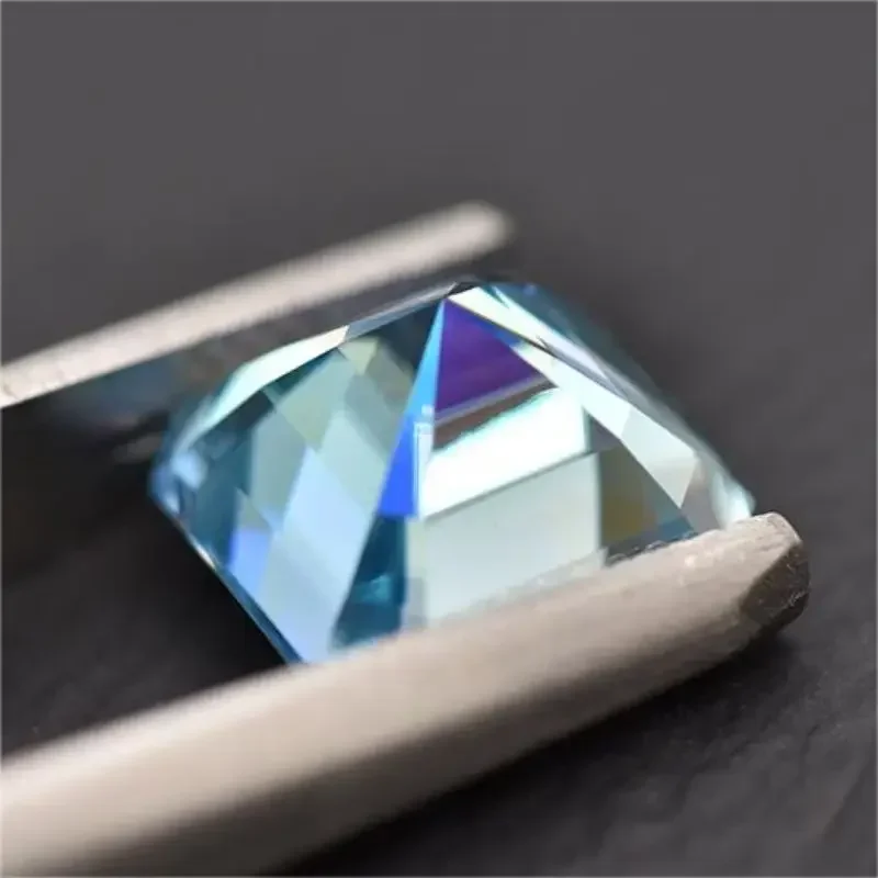 Муассанит Камень Asscher Cut Ice Blue Цвет Усовершенствованный ювелирный материал Пройти тестер бриллиантов для изготовления драгоценностей с сертификатом GRA (art.: 3920cb415684c) - 3920cb415684c