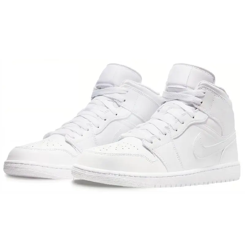 Фото Кроссовки Nike Jordan 1 Mid Triple White 2022, 554724-136 №3