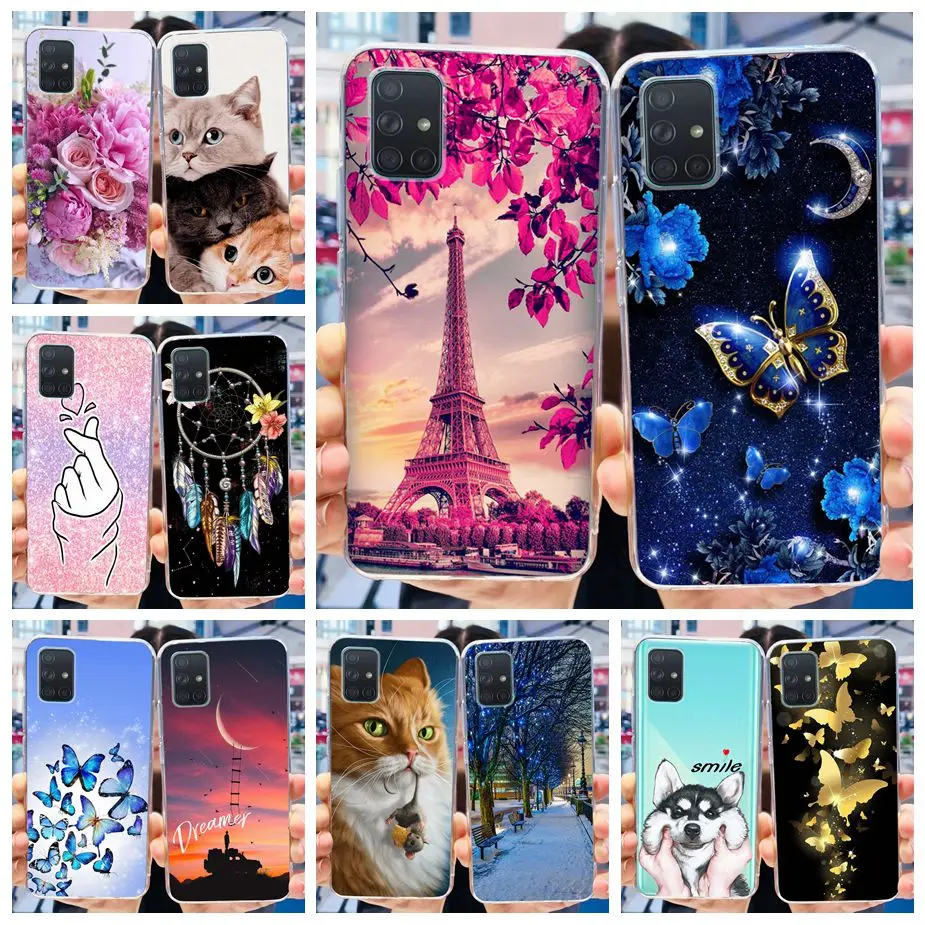 Чехол для Samsung Galaxy A51, A71, роскошный чехол с рисунком, прозрачный силиконовый чехол для телефона Samsung Galaxy A71, A 51, A515F, A715F, мягкие сумки
