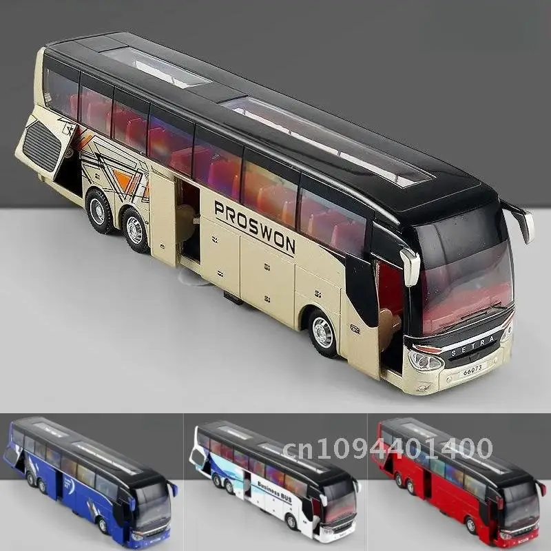1/50 SETRA Роскошный тренерский автобус, игрушечный автомобиль, литая под давлением миниатюрная модель, откатный звук и свет, образовательная коллекция, подарок для мальчиков и детей
