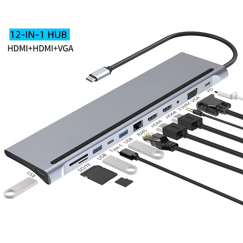 Док-станция MST USB Type-C 4K RJ45 PD Dual HDMI-совместимая с VGA для MacBook Pro Ipad Lenove базовая панель для ноутбука Brachet