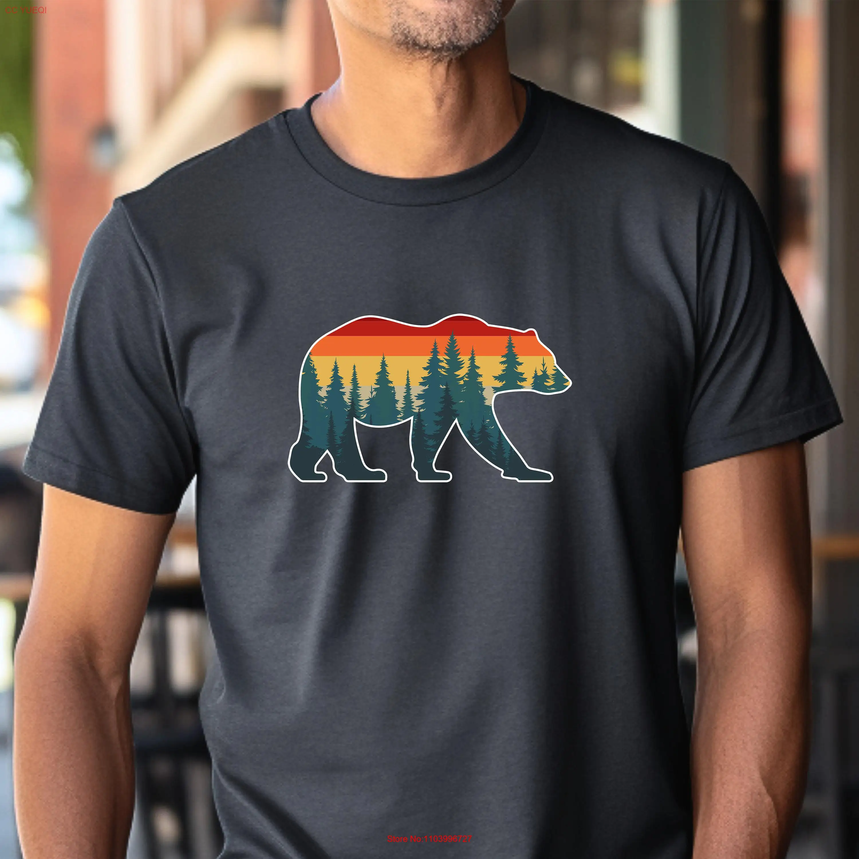 Винтажная футболка Bear Mountain в стиле бохо, идеально подходит для любителей активного отдыха и пеших прогулок, походная поездка, 0498, длинные или короткие рукава
