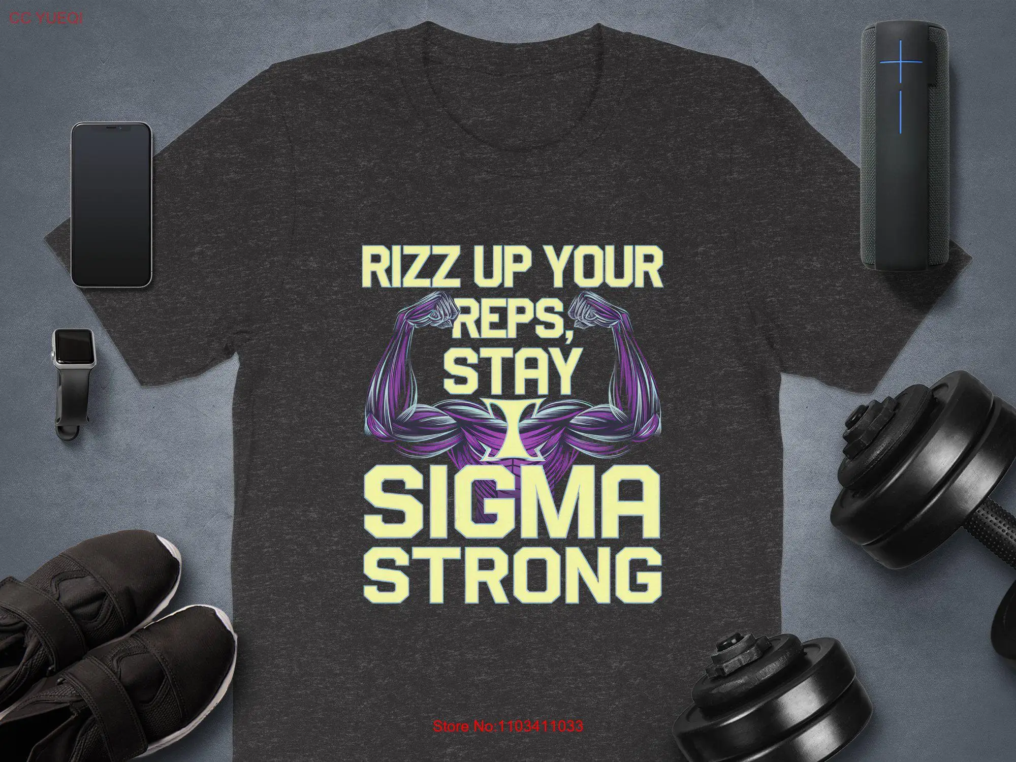 Rizz Up Your Reps Stay Sigma Strong Футболка для фитнеса Мотивационные тренировки Тренажерный зал Одежда для энтузиастов с длинными или короткими рукавами