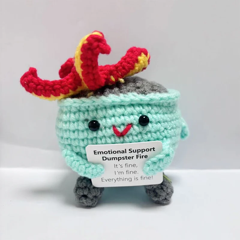 Новая эмоциональная поддержка Dumpster Fire с поощрительной картой, позитивный вязаный крючком Dumpster Fire, забавные подарки для друзей, коллеги (art.: 3920cb6bfb716) - 3920cb6bfb716