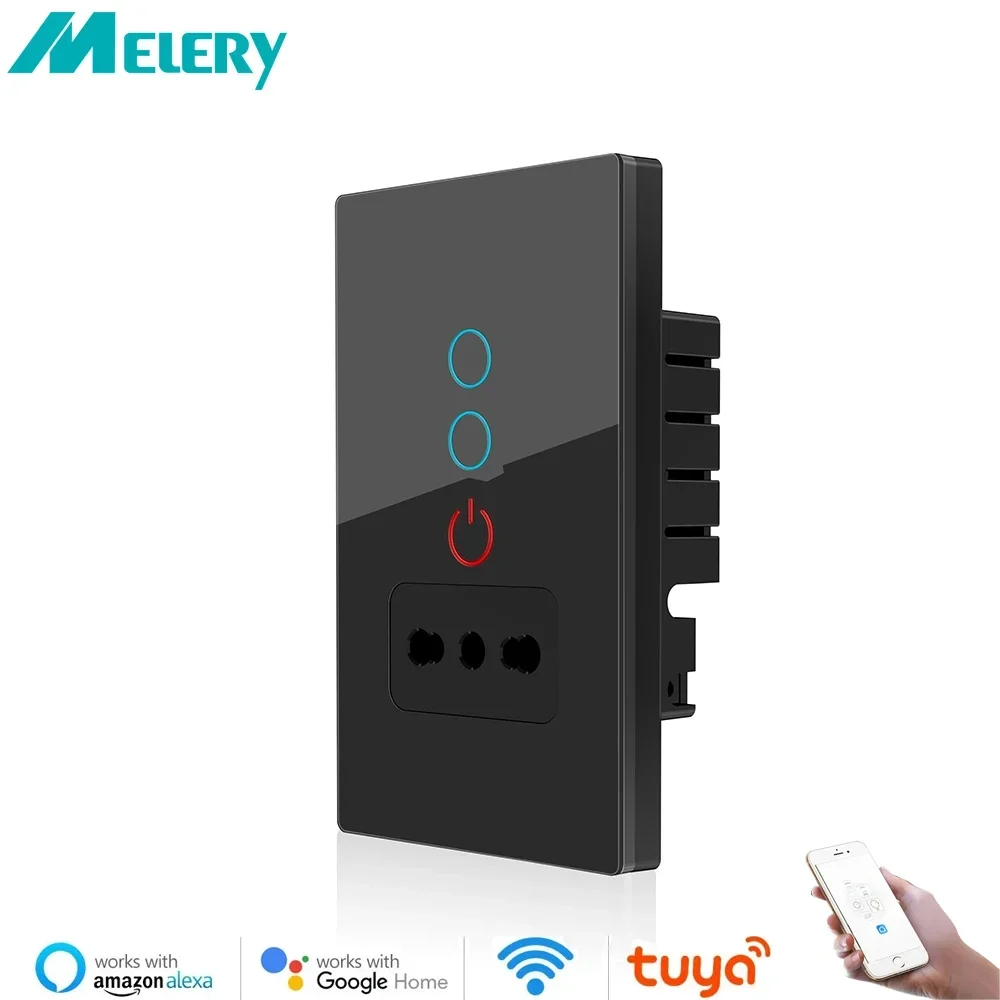 Настенная розетка Melery, Чили, Италия, выключатель света Tuya Wi-Fi, умная розетка для жизни, вилка стеклянной панели, интеллектуальный пульт дистанционного управления от Alexa Google Home