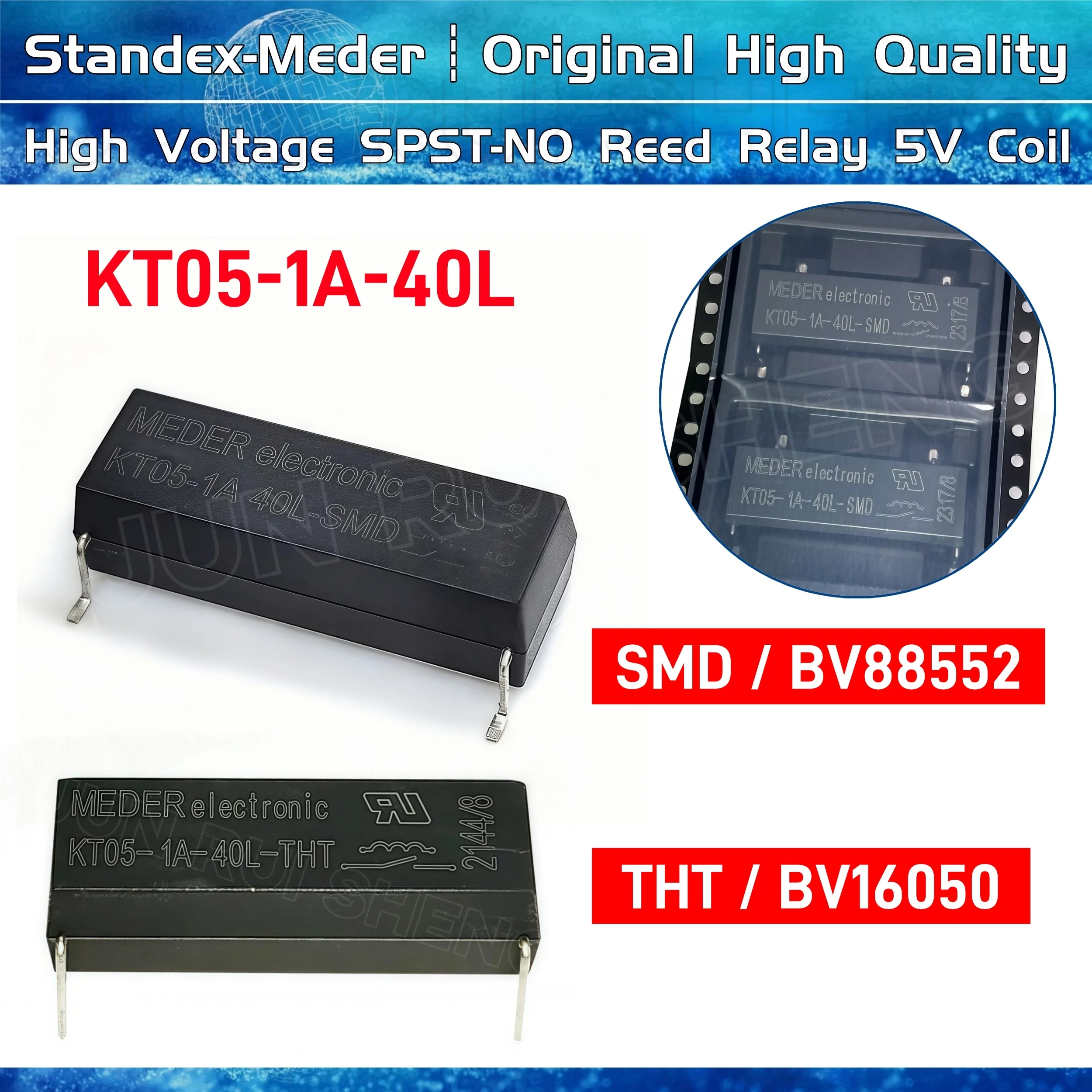 2 шт. Высоковольтное герконовое реле KT05-1A-40L-THT KT05-1A-40L-SMD 100 Вт 3 кВ 1000 В KT05 1A 40L сухое пружинное реле переключатель 5 В катушка для автомобилей Активные компоненты