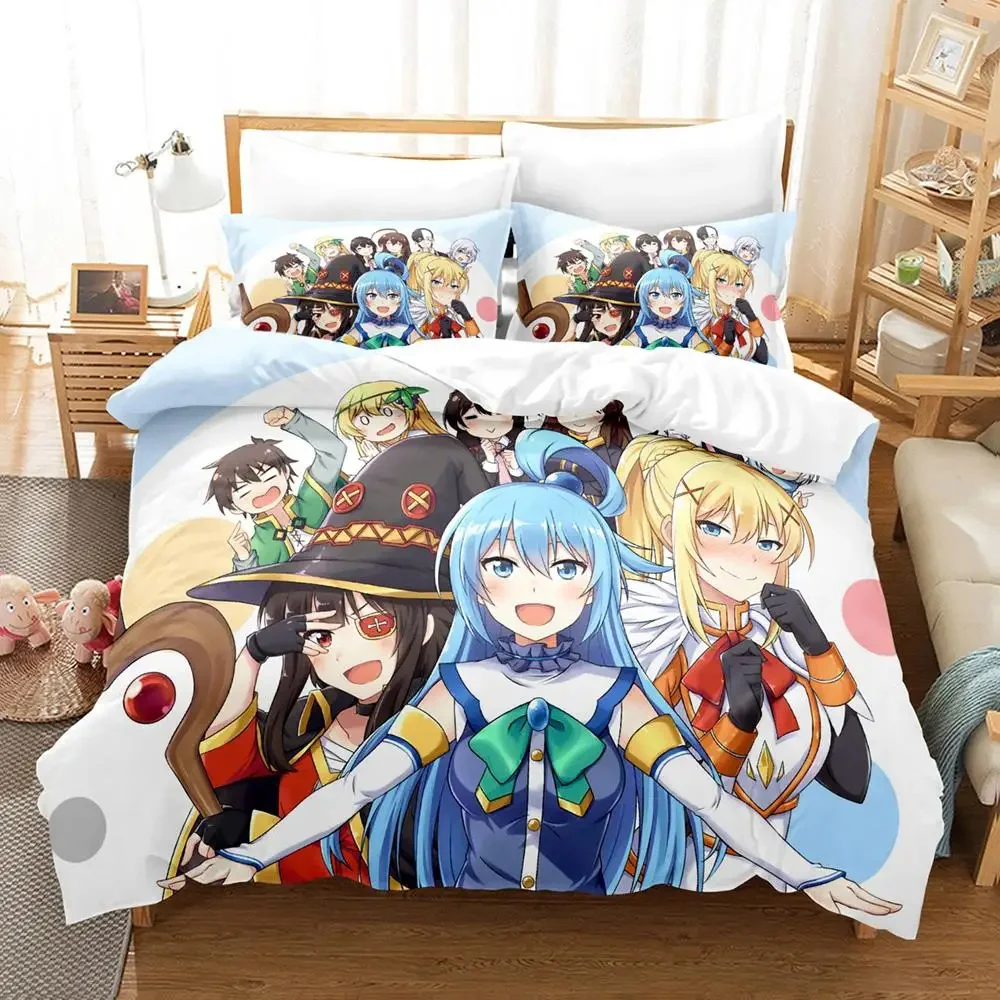 3d принт Kawaii аниме KonoSuba комплект постельного белья для мальчиков и девочек Twin Queen Size пододеяльник наволочка кровать для детей и взрослых модный домашний текстиль
