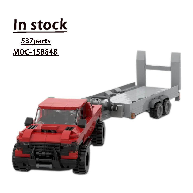 MOC-158848 с автомобилем, прицепом, грузовиком, сборкой, сращивающейся конструкторной моделью, MOC креативная детская игрушка-конструктор