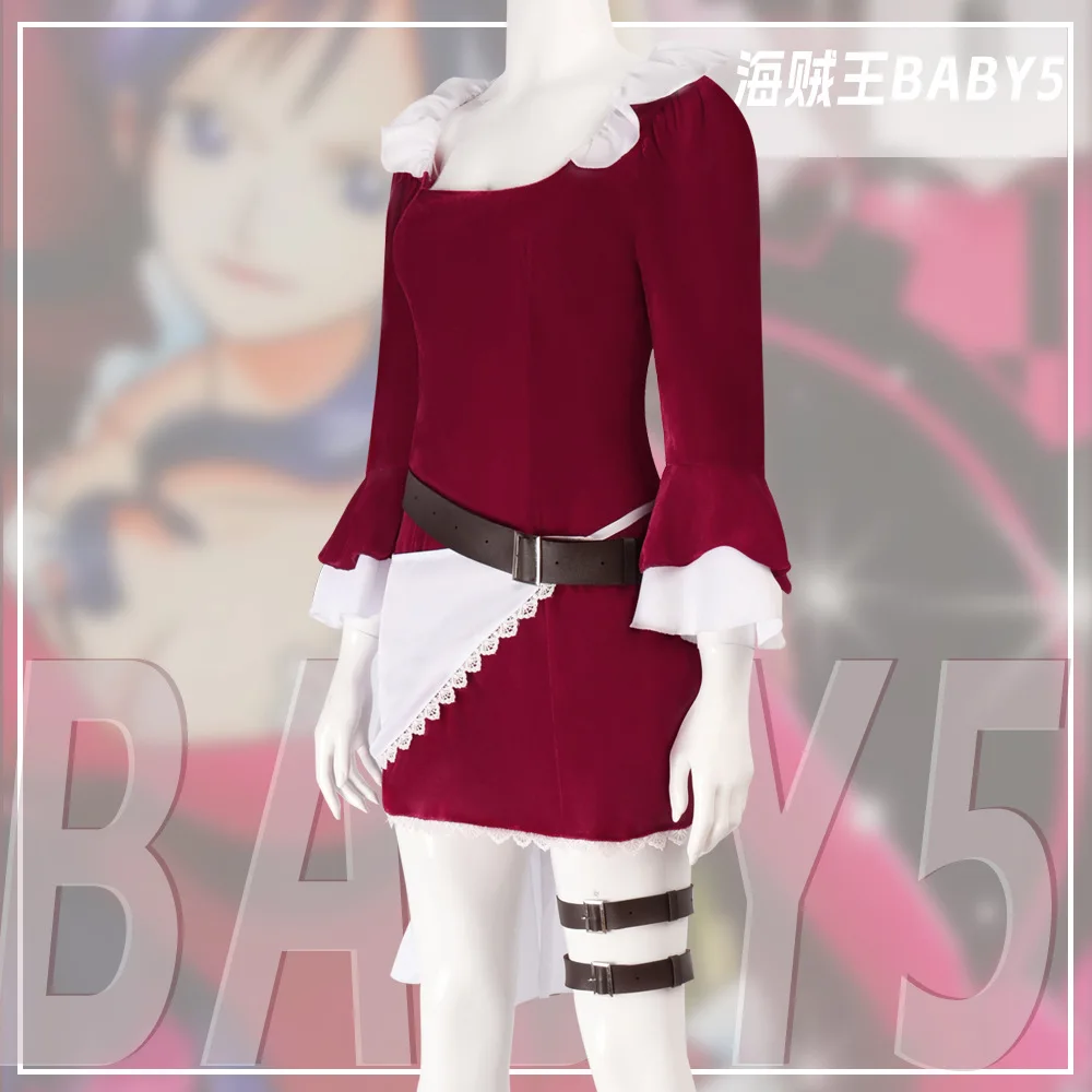 Фото Аниме Baby-5 Maid Killer Косплей Костюм Buki Buki No Mi Wine Red Maid Dress Lolita Юбка Женщина Сексуальный Карнавальный Рождественский Костюм №3