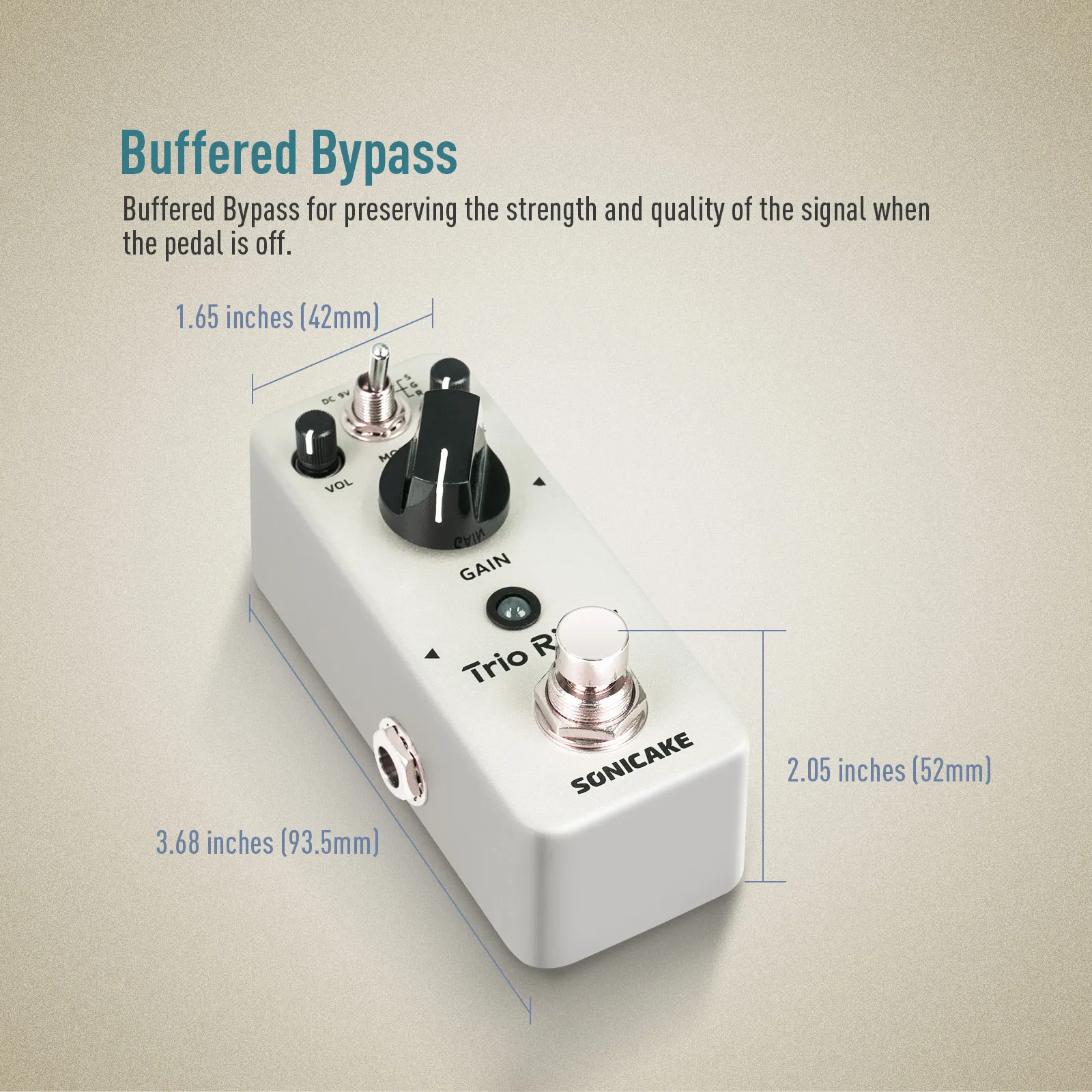 Педаль эффектов для гитары Sonicake Trio Rider Overdrive — Centaur Classic, 100% аналоговый буферный байпас QSS-26 (art.: 3920cc78d146d) - 3920cc78d146d