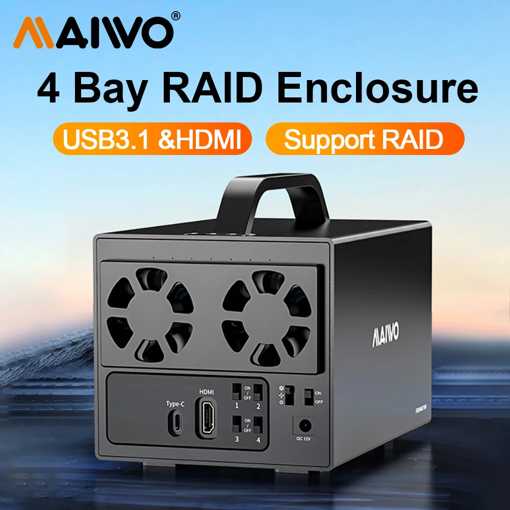 MAIWO 4-тактный корпус 3,5 дюйма SATA HDD SSD для жесткого диска, алюминиевый корпус с портом высокой четкости HDMI/4K, док-станция расширения