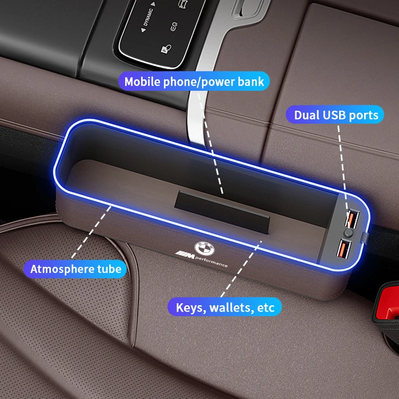 Фото Автомобильный USB-зарядный чехол с цветной подсветкой для сиденья BMW M E36 E39 E46 E60 E90 E91 F01 F10 F20 F30 X1 X2 X3 X4 X5 X6 X7 Коробка сиденья №5