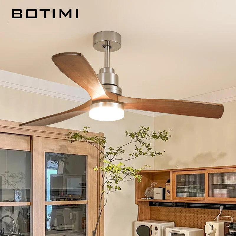BOTIMI 42 52-дюймовый потолочный вентилятор с подсветкой для гостиной, пульт дистанционного управления, Ventilateur de plafon, охлаждающий вентилятор для спальни, столовой, лампа