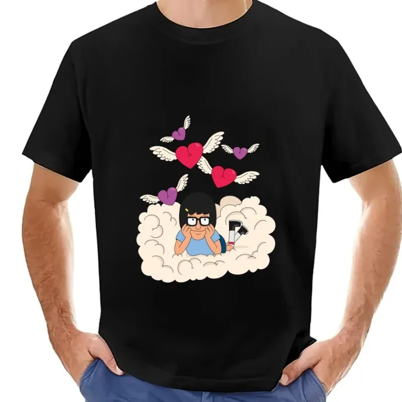 Фото Крутая футболка с рисунком Bobs B-Burgers, мужская комбинированная женская одежда для пар, модная хлопковая одежда с коротким рукавом и воротником №3