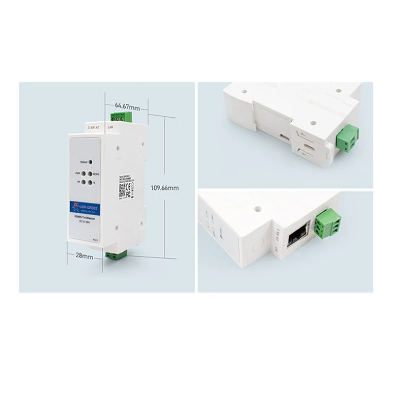 Фото USR-DR302 Din-рейка, серийный RS485 в Ethernet TCP IP Серверный модуль, Ethernet-преобразователь, Modbus RTU в TCP-устройство Modbus №3