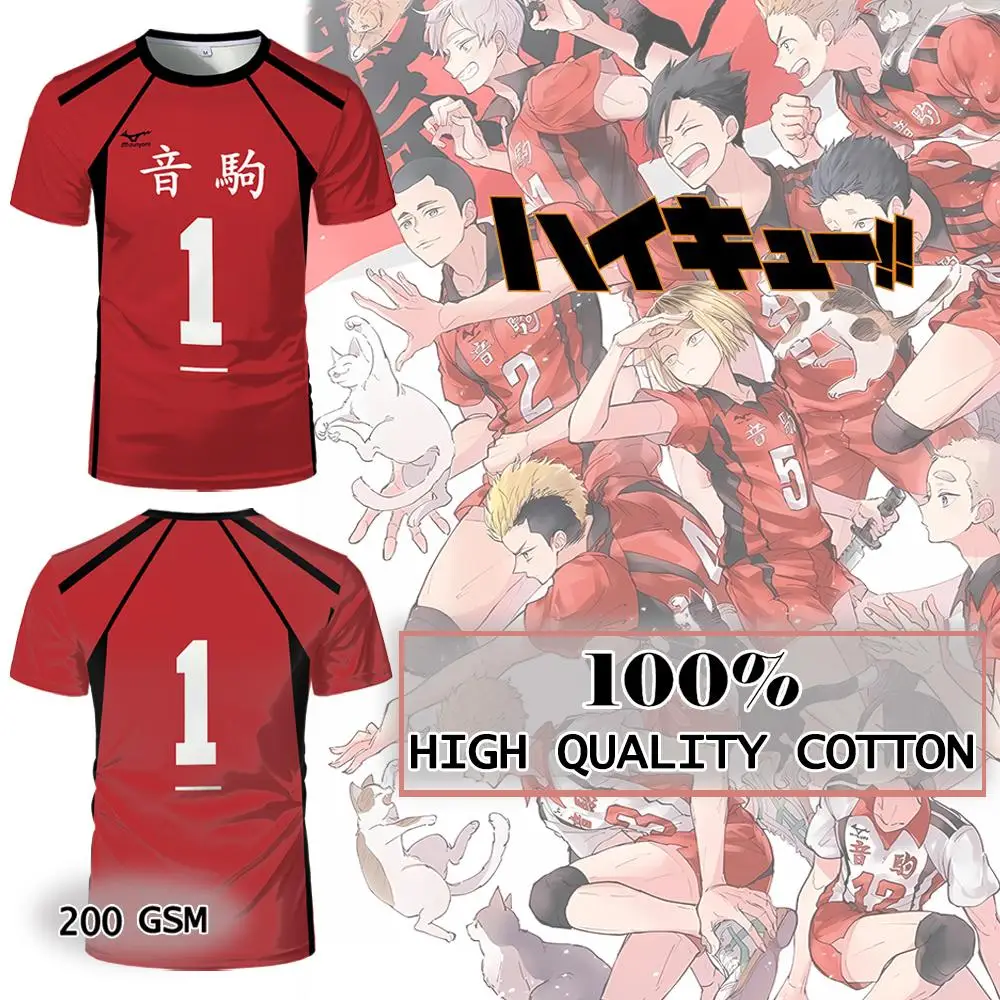 Haikyuu, униформа японского аниме, трендовая повседневная футболка для косплея Kuroo Kenma Kozume, унисекс, спортивная тренировочная футболка из высококачественного хлопка