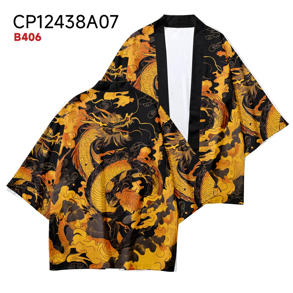 Кардиган с принтом дракона в стиле аниме Haori, модные повседневные женские пляжные японские кимоно, уличная одежда, мужские традиционные топы больших размеров (art.: 3920cd4ebc731) - 3920cd4ebc731