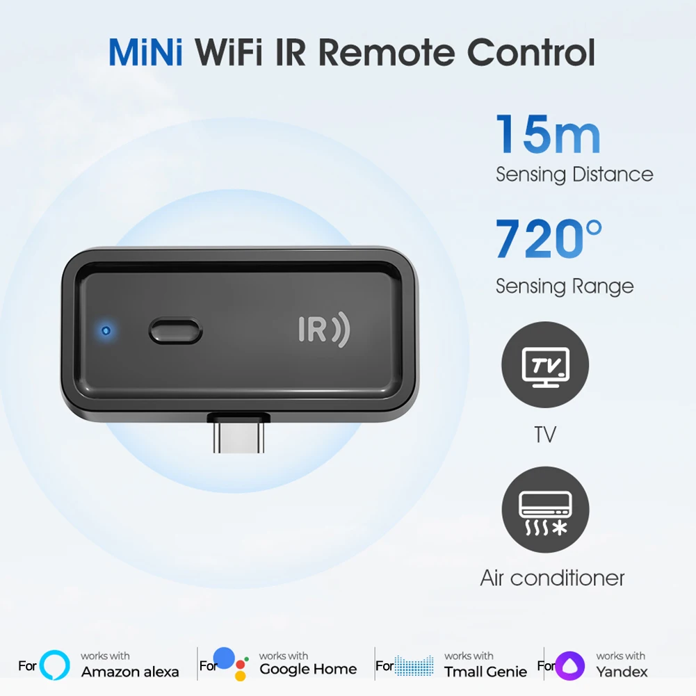 Фото Для Tuya Smart WiFi инфракрасный пульт дистанционного управления ​   Type-C для умного дома Инфракрасный пульт дистанционного управления через приложение контролирует бытовую технику №2