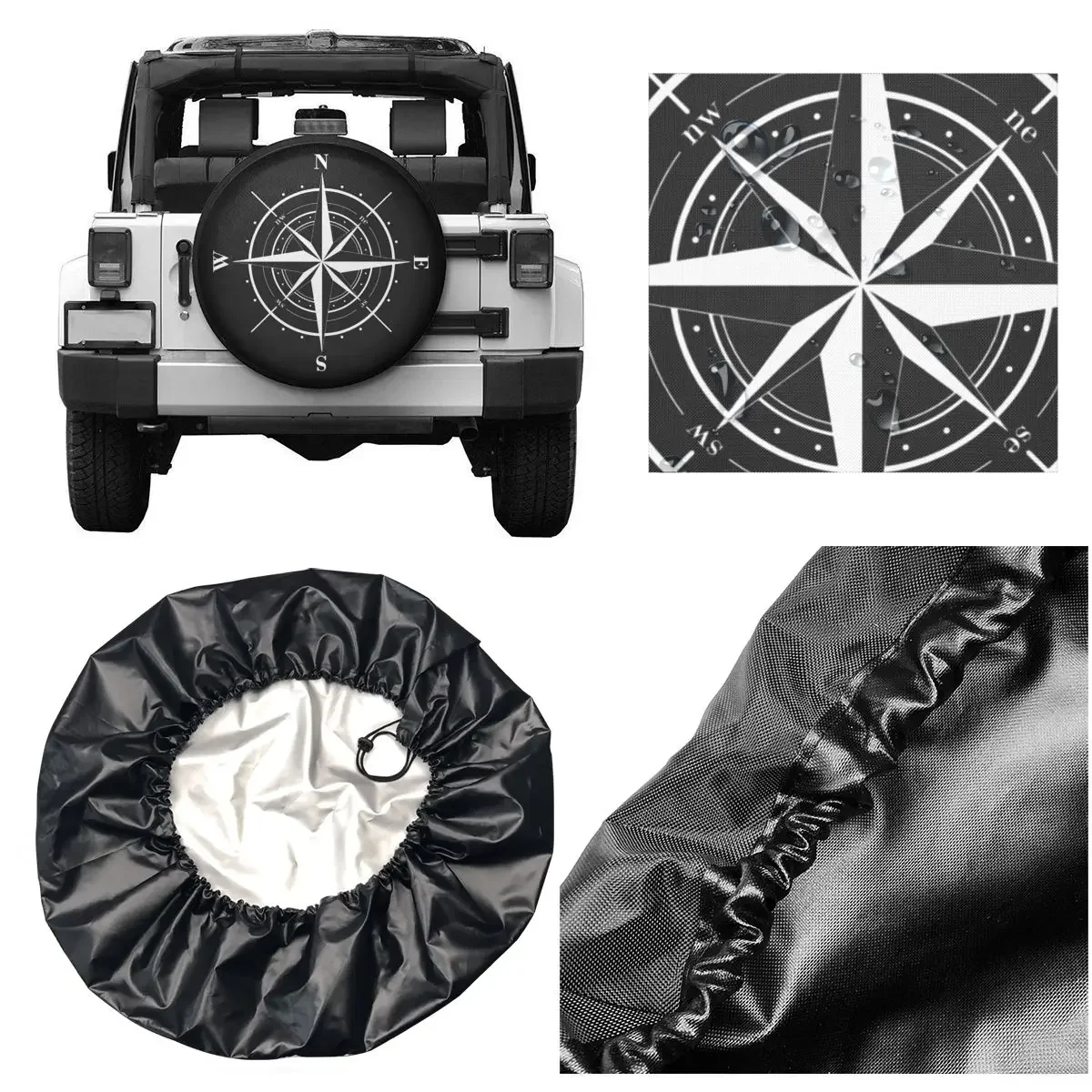 Фото Чехол с компасом Cardinal Points Of Earth для запасных шин Mitsubishi Pajero судовые автомобильные колпачки 14 