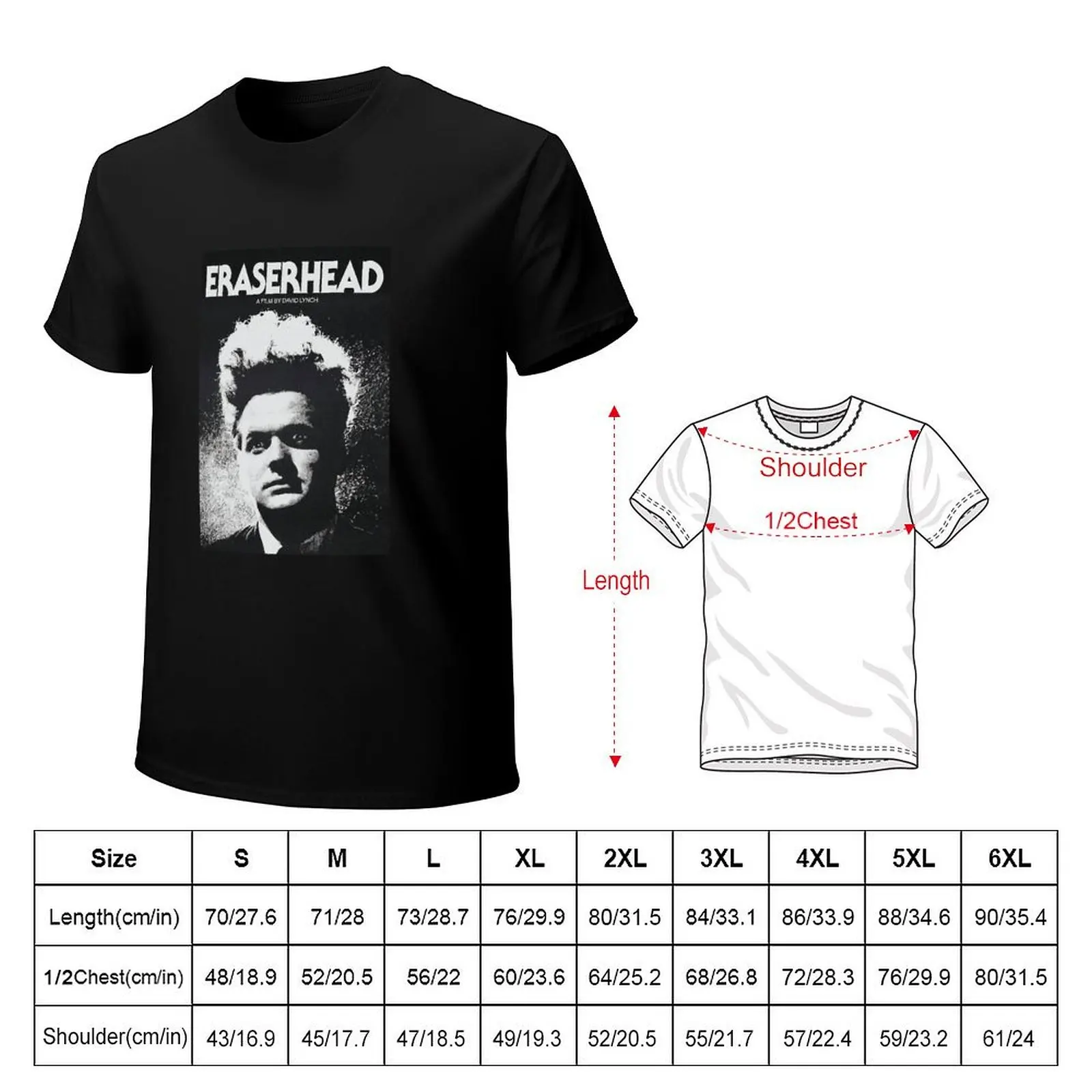 Фото Футболка ERASERHEAD MOVIE, рубашка на заказ, винтажные футболки, футболки большого размера, мужские черные футболки для мужчин №2