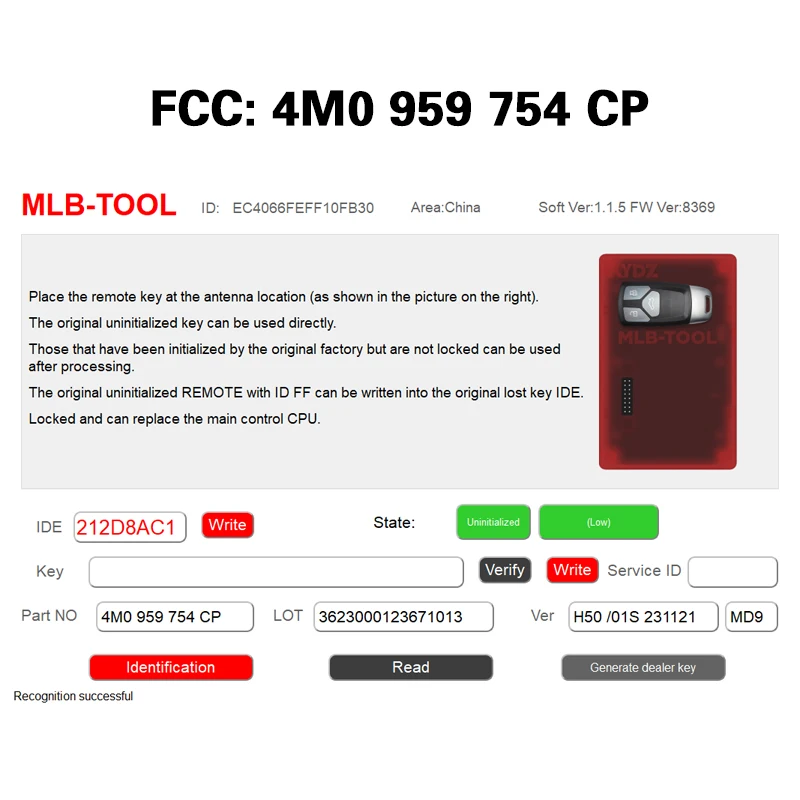 Оригинальный подходящий ключ CN008142 MLB для Audi Оригинальный пульт дистанционного управления 3 кнопки 433 МГц 5 м чип FCC: 4M0 959 754 CP БЕСКЛЮЧЕВОЙ GO (art.: 3920c878eb6ea) - 3920c878eb6ea